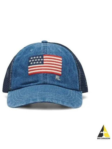 flag denim ball cap navy - POLO RALPH LAUREN - BALAAN 1