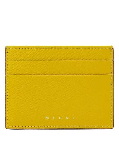 Logo Saffiano Card Wallet Yellow - MARNI - BALAAN 1