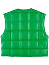 Women's Shiny Leather Padded Vest Green - BOTTEGA VENETA - BALAAN.