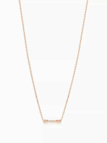 Tiffany Fleur de Lis Stem Pendant Rose Gold Diamond Necklace Women - TIFFANY & CO. - BALAAN 1