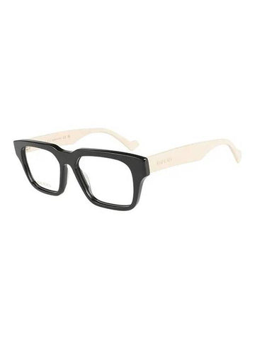 Eyewear Rectangular Frame Acetate Glasses Gold Black - GUCCI - BALAAN 1