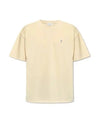 Embroidered Logo Short Sleeve T-Shirt Yellow - SAINT LAURENT - BALAAN 2