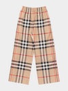 Check Cotton Straight Pants Beige - BURBERRY - BALAAN 4