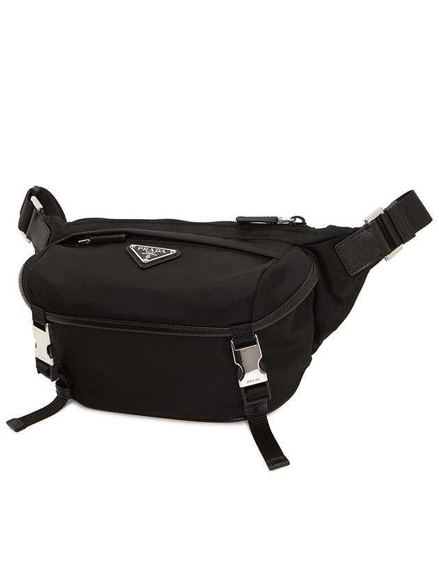 Re-Nylon Saffiano Leather Shoulder Bag Black - PRADA - BALAAN 3