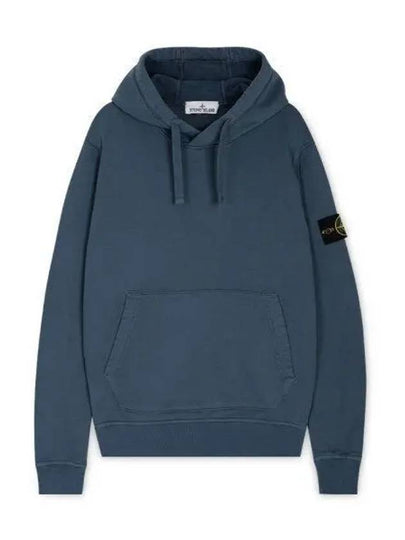 Logo Patch Cotton Fleece Hoodie Blue - STONE ISLAND - BALAAN 2