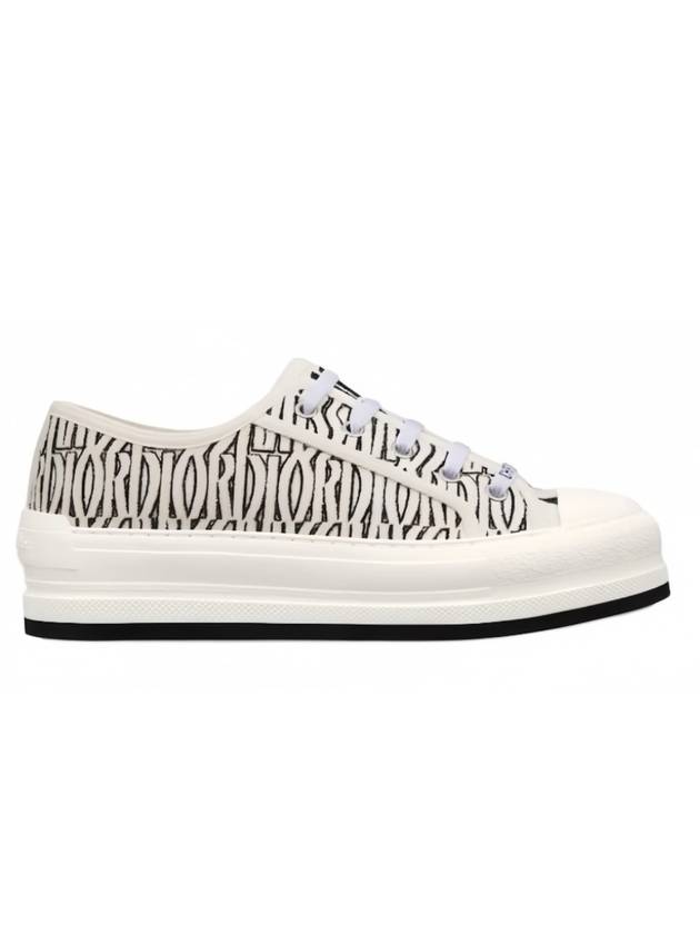 Walk N Embroidered Cotton Platform Low Top Sneakers Black White - DIOR - BALAAN 1