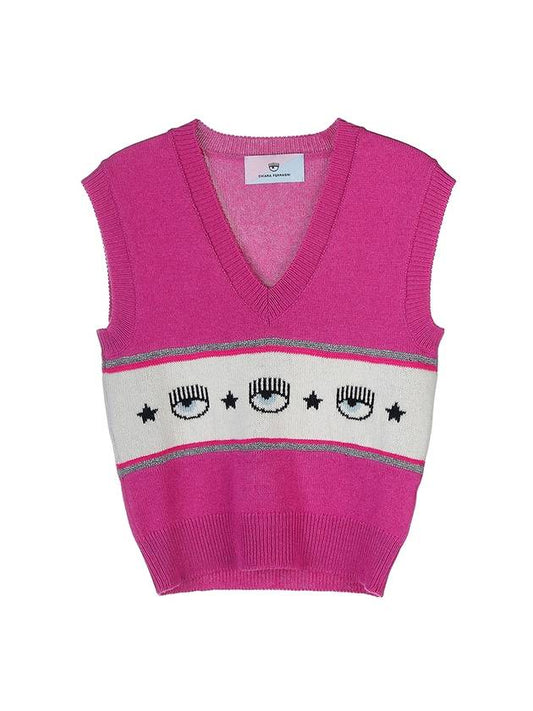 Wool blend knit vest 73CBFM19 CMA10 414 - CHIARA FERRAGNI - BALAAN.