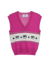 Wool Blend Knit Vest Pink - CHIARA FERRAGNI - BALAAN 9