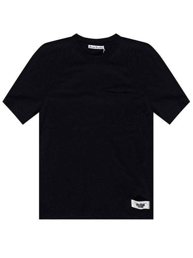 Logo Label Pocket Short Sleeve T-Shirt Black - ACNE STUDIOS - BALAAN 1