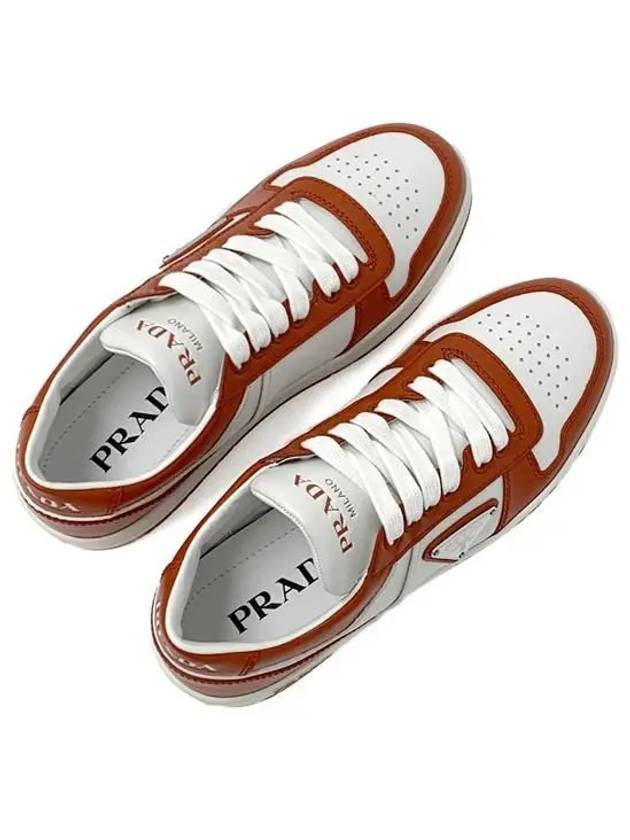 Downtown Perforated Leather Low Top Sneakers Orange - PRADA - BALAAN 9