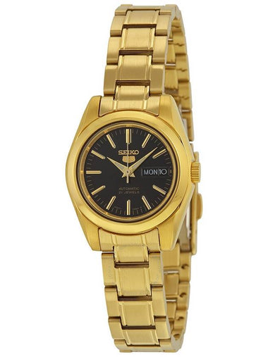 Seiko 5 Automatic Black Dial Gold-tone Ladies Watch SYMK22 - SEIKO - BALAAN 1