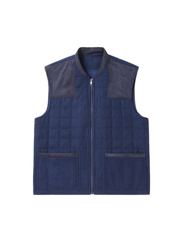 Square Quilting Wool Vest Navy - SOLEW - BALAAN 1