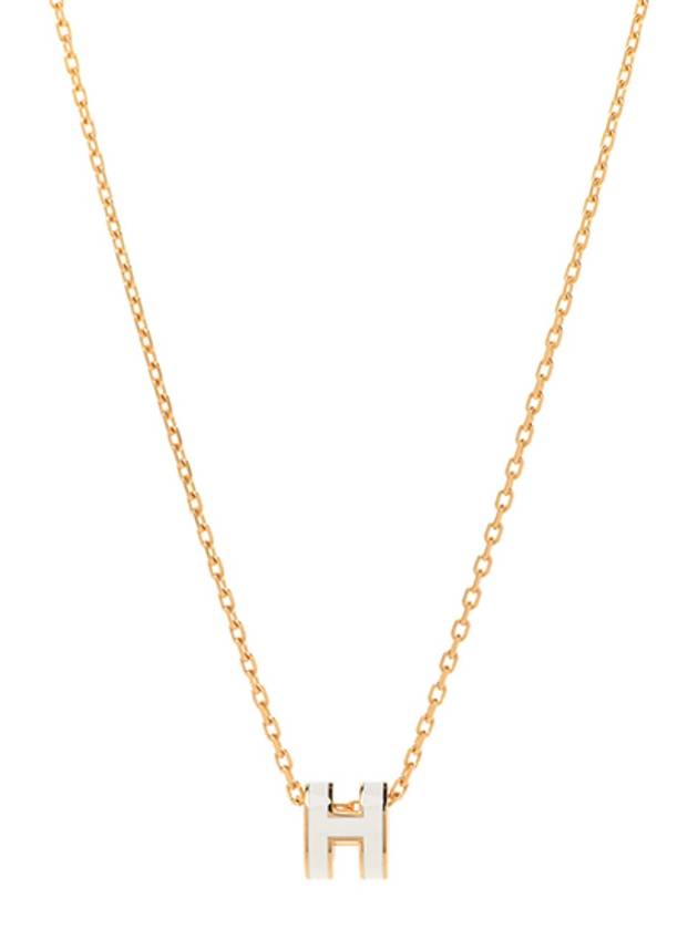 Mini Pop H Pendant Necklace Gold Blanc White - HERMES - BALAAN 2