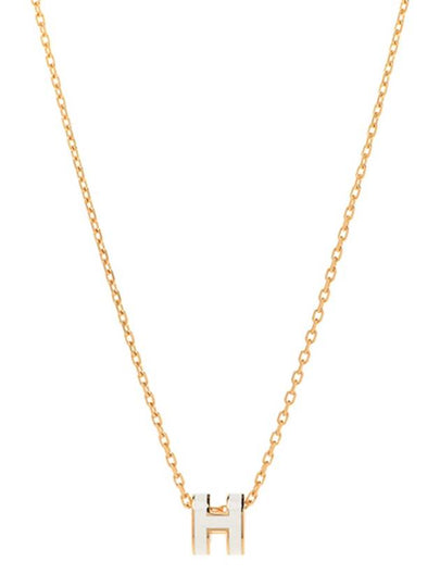 Mini Pop H Pendant Necklace Gold Blanc White - HERMES - BALAAN 2