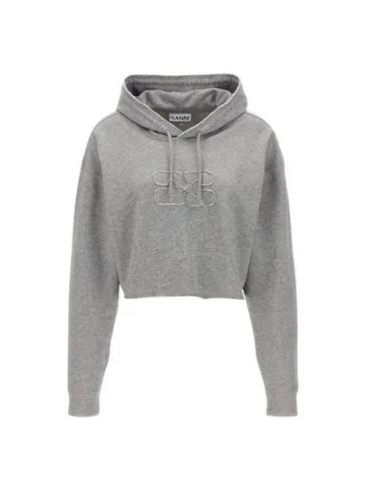 Isoli Crop Hoodie Grey - GANNI - BALAAN 2