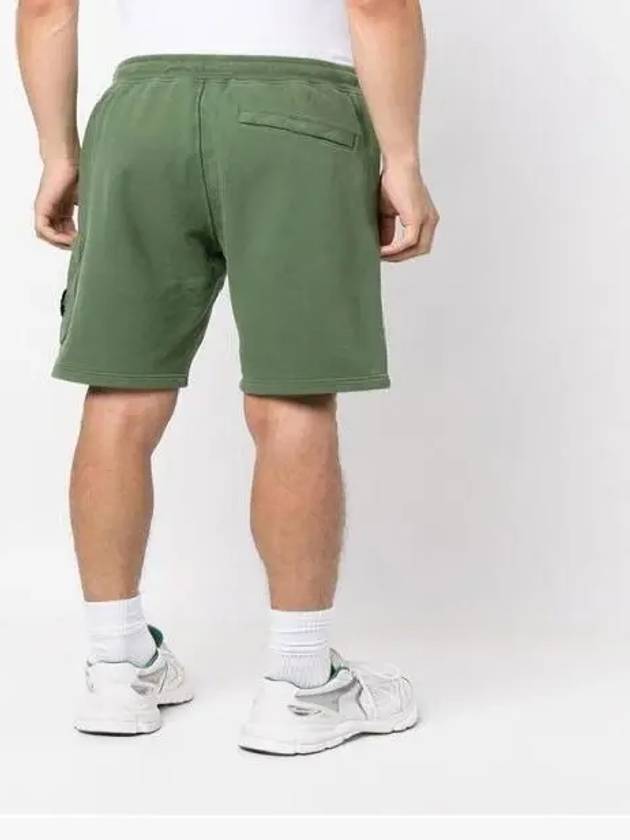 Brushed Cotton Fleece Bermuda Cargo Shorts Olive - STONE ISLAND - BALAAN 5