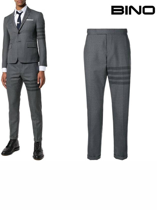 Twill School Uniform 4-Bar Low Rise Skinny Fit Pants Medium Grey - THOM BROWNE - BALAAN 2