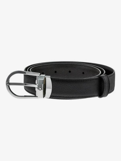 Horseshoe Buckle Reversible Leather Belt Black Brown - MONTBLANC - BALAAN 2