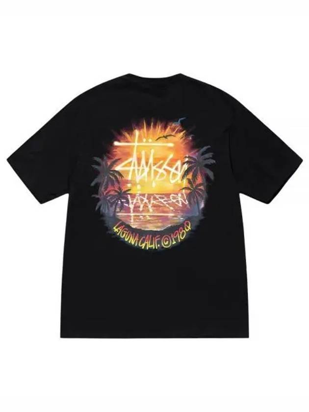 Sunset Short Sleeve T-Shirt Black - STUSSY - BALAAN 1