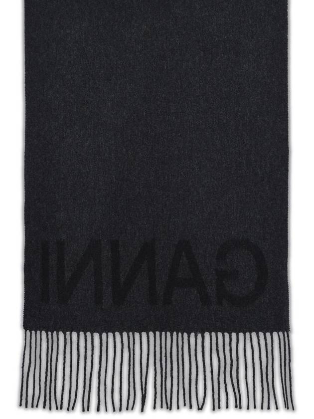 Logo Fringe Muffler Black - GANNI - BALAAN 4