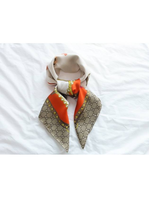 GG Flower Square Silk Scarf - GUCCI - BALAAN 3