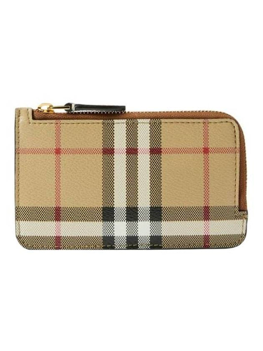 Vintage Check Zipper Card Wallet Beige - BURBERRY - BALAAN 1