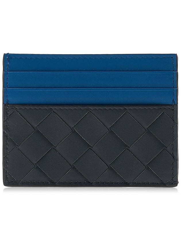 Intrecciato Two-Tone Card Wallet Blue Black - BOTTEGA VENETA - BALAAN 4