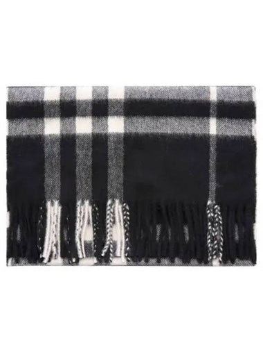 Check Cashmere Black Muffler 271075 - BURBERRY - BALAAN 1