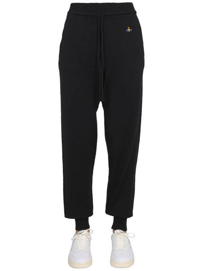 Women's Embroidered Logo Cashmere Blend Track Pants Black - VIVIENNE WESTWOOD - BALAAN 2