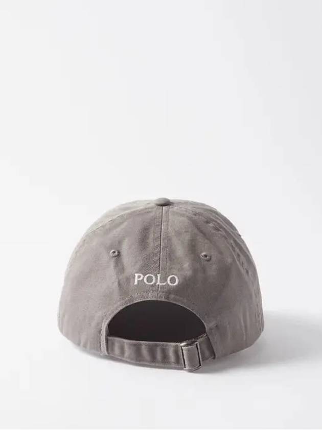 Logo Embroidered Panel Cotton Twill Gray Baseball Cap - POLO RALPH LAUREN - BALAAN 4