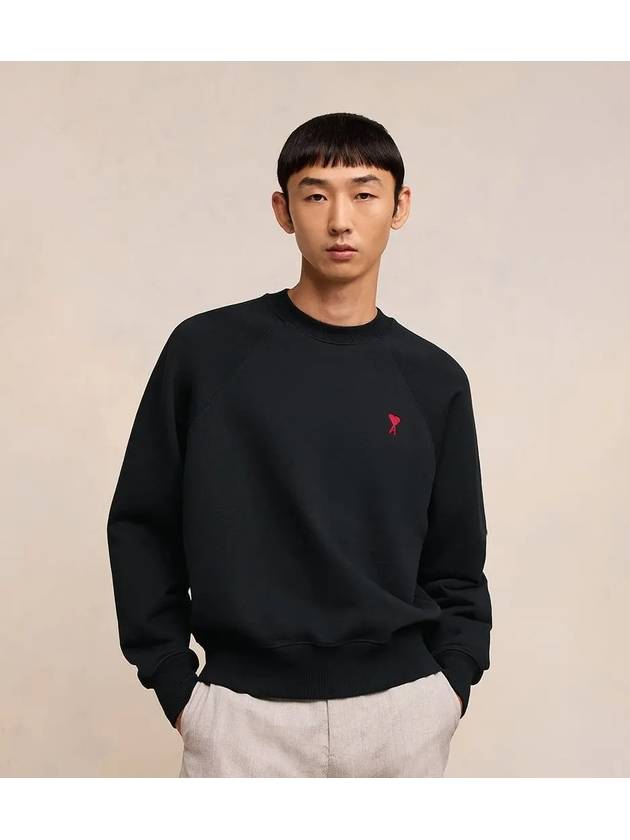 Small Heart Logo Sweatshirt Black - AMI - BALAAN 5