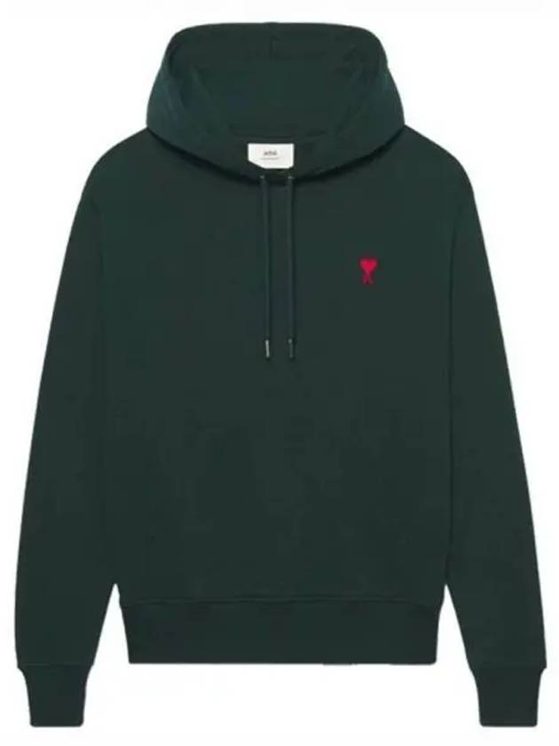 Men s Small Heart Embroidered Hoodie Green - AMI - BALAAN 2