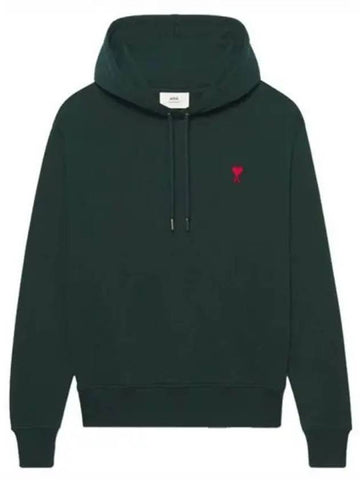 Heart logo patch hooded heather green T shirt 270839 - AMI - BALAAN 1