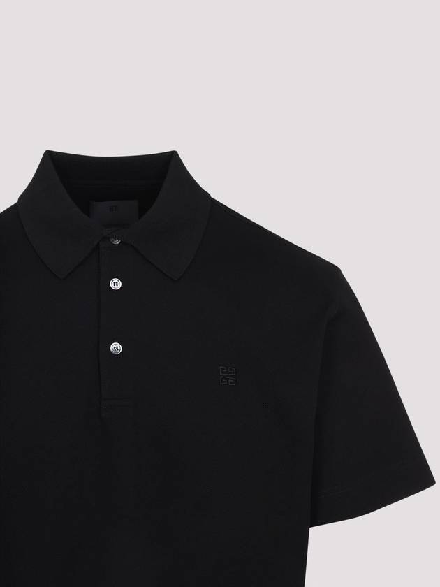 Embroidered Logo Cotton Polo Shirt Black - GIVENCHY - BALAAN 4