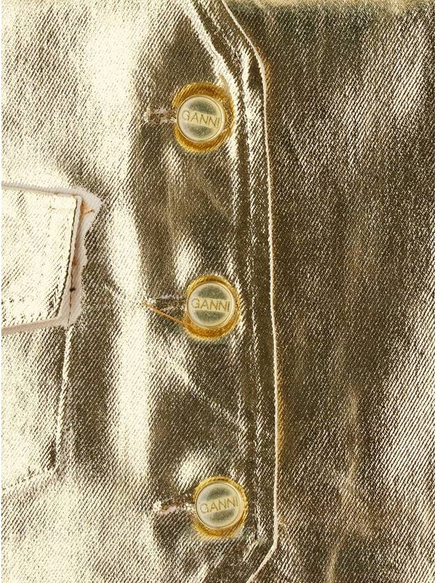 Gold Vest With Branded Buttons In Laminated Denim Woman - GANNI - BALAAN 3