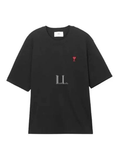 Small Heart Logo Boxy Fit Short Sleeve T-Shirt Black - AMI - BALAAN 2