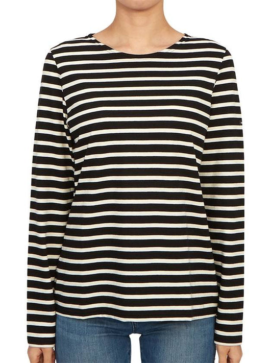 Minquiers Striped Long Sleeve T-Shirt Ecru Black - SAINT JAMES - BALAAN 2