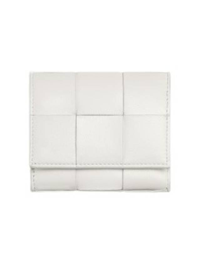 Intrecciato Tri-Fold Zipper Half Wallet Chalk White - BOTTEGA VENETA - BALAAN 1