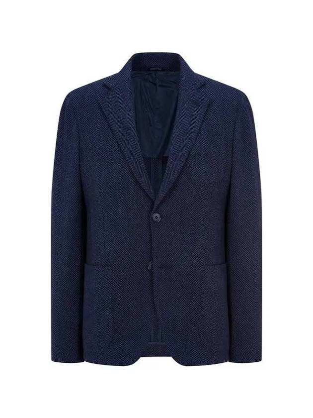 Men s Herringbone Pattern Stretch Jacket Navy 271787 - GIORGIO ARMANI - BALAAN 1