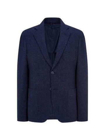 Men s Herringbone Pattern Stretch Jacket Navy 271787 - GIORGIO ARMANI - BALAAN 1