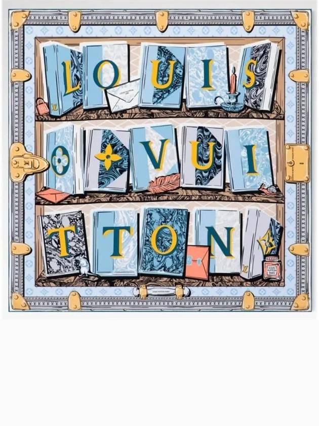 LV Library Square 70 Scarf Blue - LOUIS VUITTON - BALAAN 3