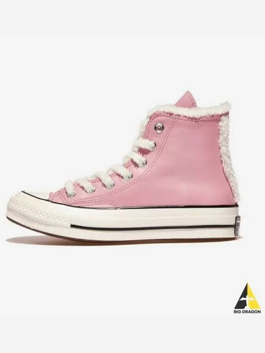 Chuck 70 Leather Fur Sherpa Lotus Pink High PINKEGRETBLACK - CONVERSE - BALAAN 1