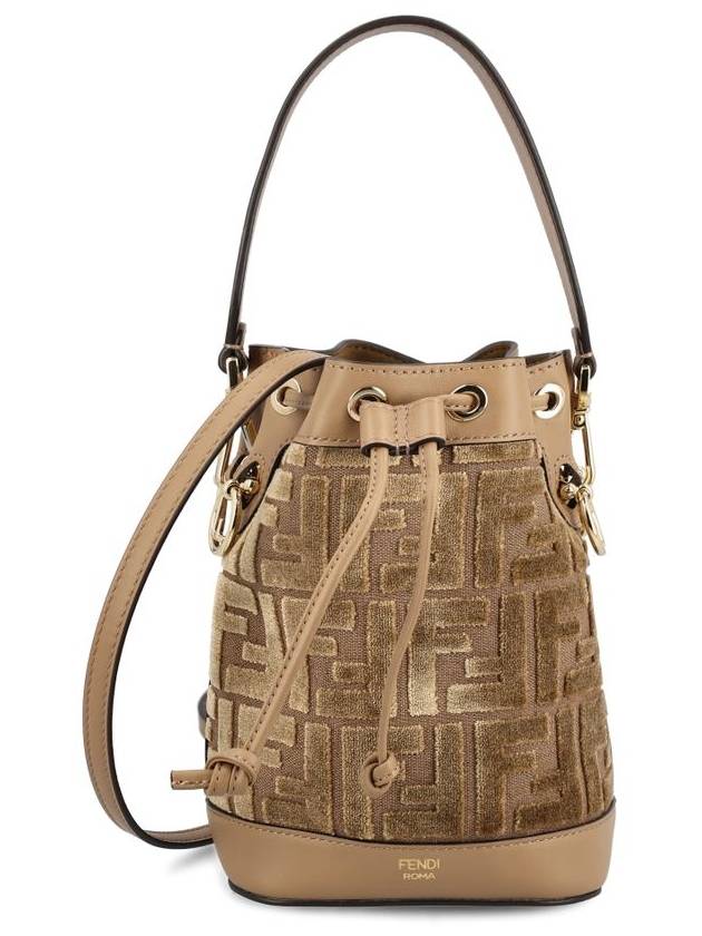 Mon Tresor FF Jacquard Velvet Mini Bucket Bag Brown - FENDI - BALAAN 2