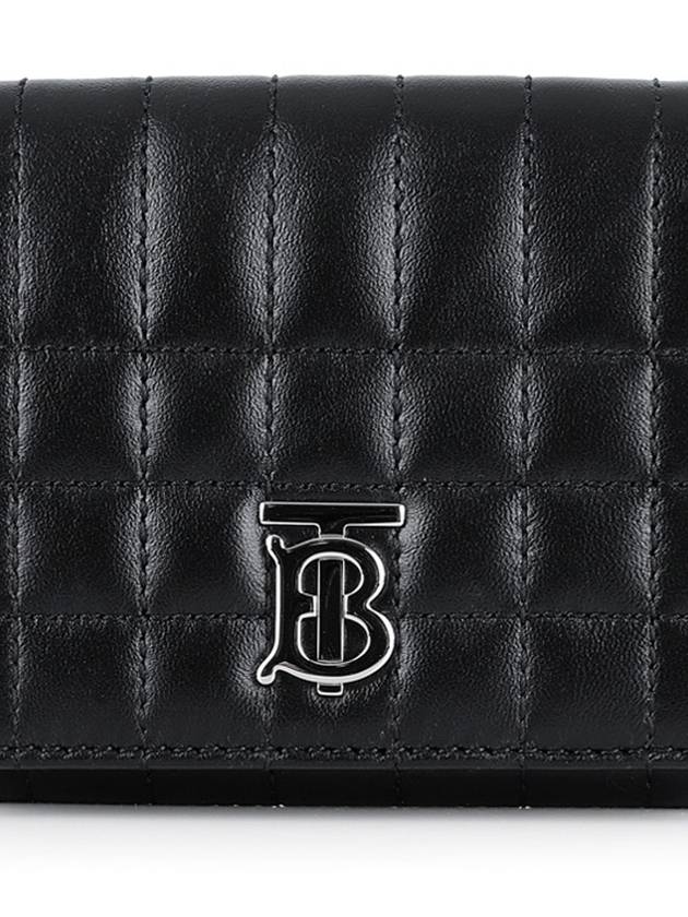 Lola Folding Small Quilted Leather Card Wallet Black Palladium - BURBERRY - BALAAN 3