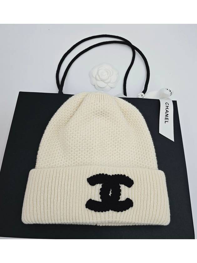 Women s Beanie White Cashmere Black CC Logo AAA398 - CHANEL - BALAAN 5