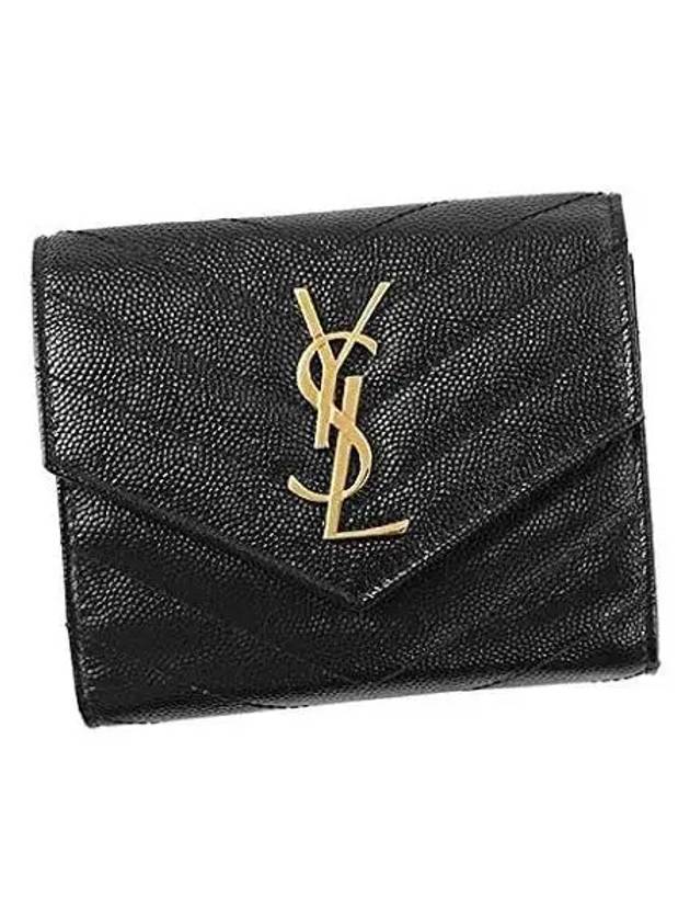 Matelasse Monogram Quilting Flap Half Wallet Black - SAINT LAURENT - BALAAN 2