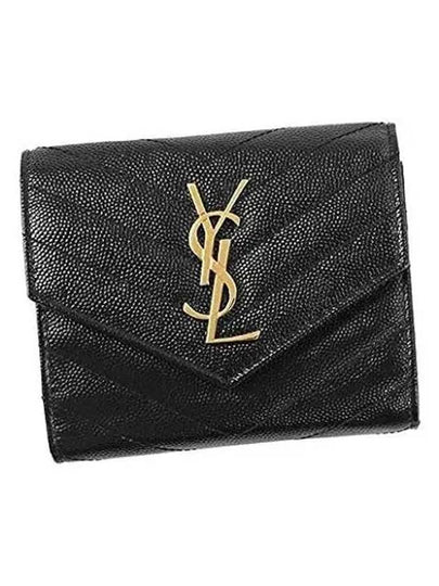 Matelasse Monogram Quilting Flap Half Wallet Black - SAINT LAURENT - BALAAN 2