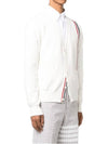 RWB Striped Intarsia Cotton Cardigan White - THOM BROWNE - BALAAN 3