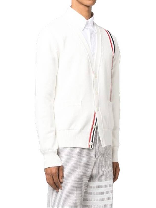 RWB Striped Intarsia Cotton Cardigan White - THOM BROWNE - BALAAN 3