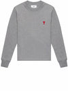 Small Heart Logo Long Sleeve T-Shirt Grey - AMI - BALAAN 2